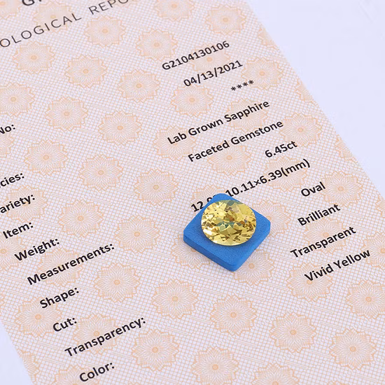 Pietra preziosa sfusa con taglio ovale di grandi dimensioni da 6,45 carati con zaffiro coltivato in laboratorio per la realizzazione di gioielli